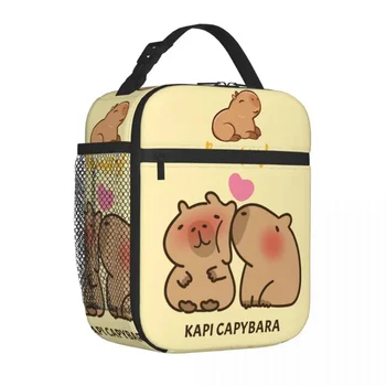 Симпатичный продукт Happy Capybara, изолированный ланч-бокс для детей, школьный ящик для хранения продуктов, портативный кулер уникального дизайна, термобокс для бенто