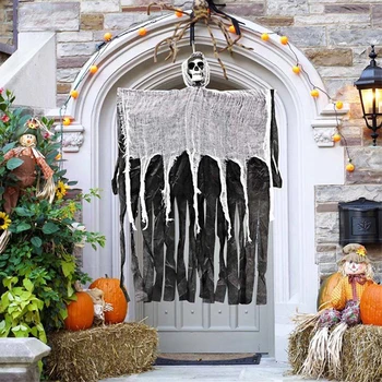 Скелет на Хэллоуин, летающий призрак, Дом с привидениями, Страшный реквизит ужасов, Настенная дверь, Наружная подвеска для помещений, принадлежности для украшения Хэллоуина