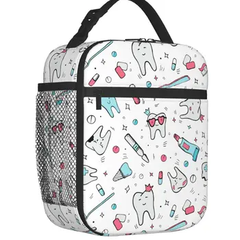Стоматологическая изолированная сумка для ланча с мультяшным рисунком для женщин, зубная щетка, портативный охладитель, школьная коробка для Бенто, термосумка