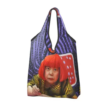 Сумка для покупок Yayoi Kusama, женская сумка для покупок, изготовленная на заказ, эстетическое искусство, Сумки для покупок через плечо, Сумка большой емкости