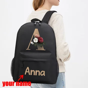 Сумка с пользовательским названием, школьный рюкзак, новая холщовая сумка для детского сада с именем ребенка, повседневные школьные сумки унисекс для девочек