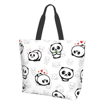 Сумка-тоут для женщин White Panda, многоразовые сумки для покупок, пляжная сумка