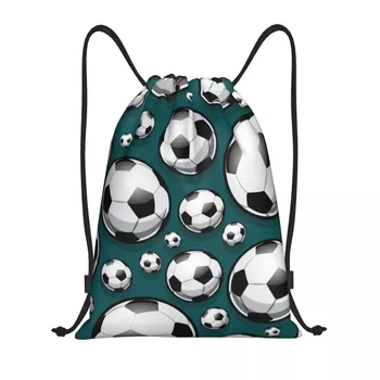 Сумки с завязками с рисунком футбольного мяча на заказ, женские Мужские легкие футбольные Спортивные рюкзаки для хранения в спортзале