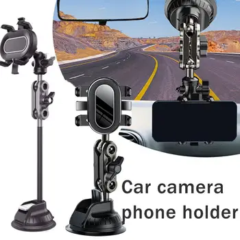 Универсальный Автомобильный Кронштейн Для Съемки Мобильного Телефона Selfie Фиксированный Для Путешествий На Открытом Воздухе С Регулируемым Углом Наклона Для Ветрового Стекла Автомобиля