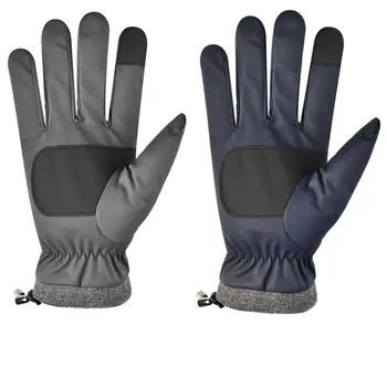Утолщающие лыжные перчатки для снега, мужские теплые Защитные варежки, перчатки на весь палец, варежки с сенсорным экраном, Велосипедные перчатки
