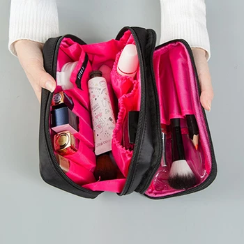Черная мини-косметичка для женщин, дизайнерская дорожная нейлоновая сумка для хранения для девочек, модные повседневные маленькие косметички на молнии с застежкой-молнией