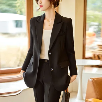 Черный пиджак для женщин, весна и осень, маленький, с высоким темпераментом, Рабочая одежда в стиле Богини, профессиональный костюм на заказ