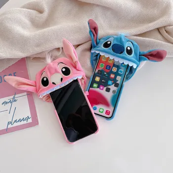Чехол для телефона Disney Stitch Angel LinaBell для iPhone 14 13 12 11 Pro MAX, предотвращающий падение, плюшевый трехмерный защитный чехол