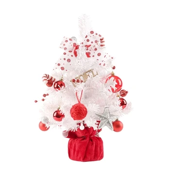 Элегантные красные и белые рождественские елки в миниатюре с вращающейся музыкальной шкатулкой